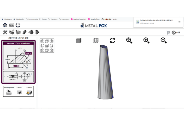 Dromadaire en tôle réalisé par les compagnons Chaudronniers du devoir à l'aide du logiciel de traçage MetalFox. Trémies, conoïdes, cônes obliques et troncs de cônes droits.